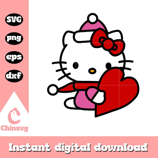 Hello kitty winter and red love svg, hello kitty love svg