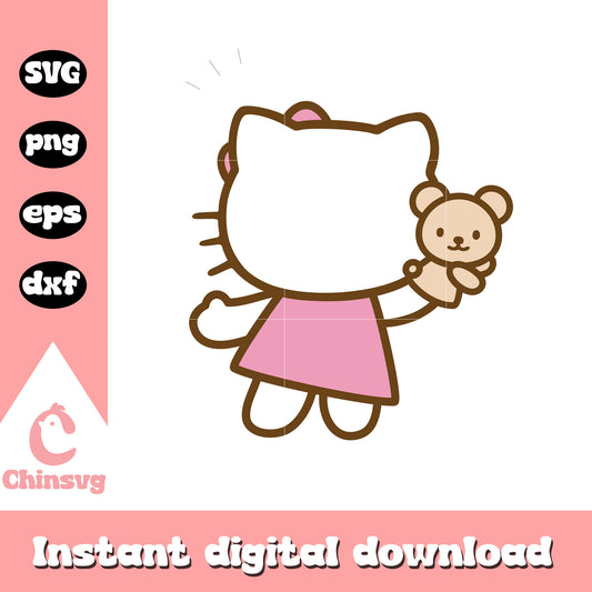 Hello kitty with teddy bear svg, hello kitty care bear​ svg