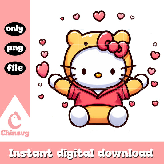 Hello kity cosplay pooh bear png, cartoon png, winnie the pooh png