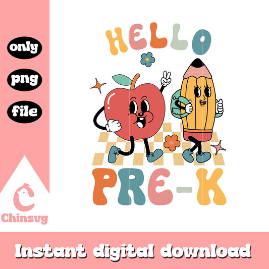 Hello pre-k back to school design png, back to school png, school png