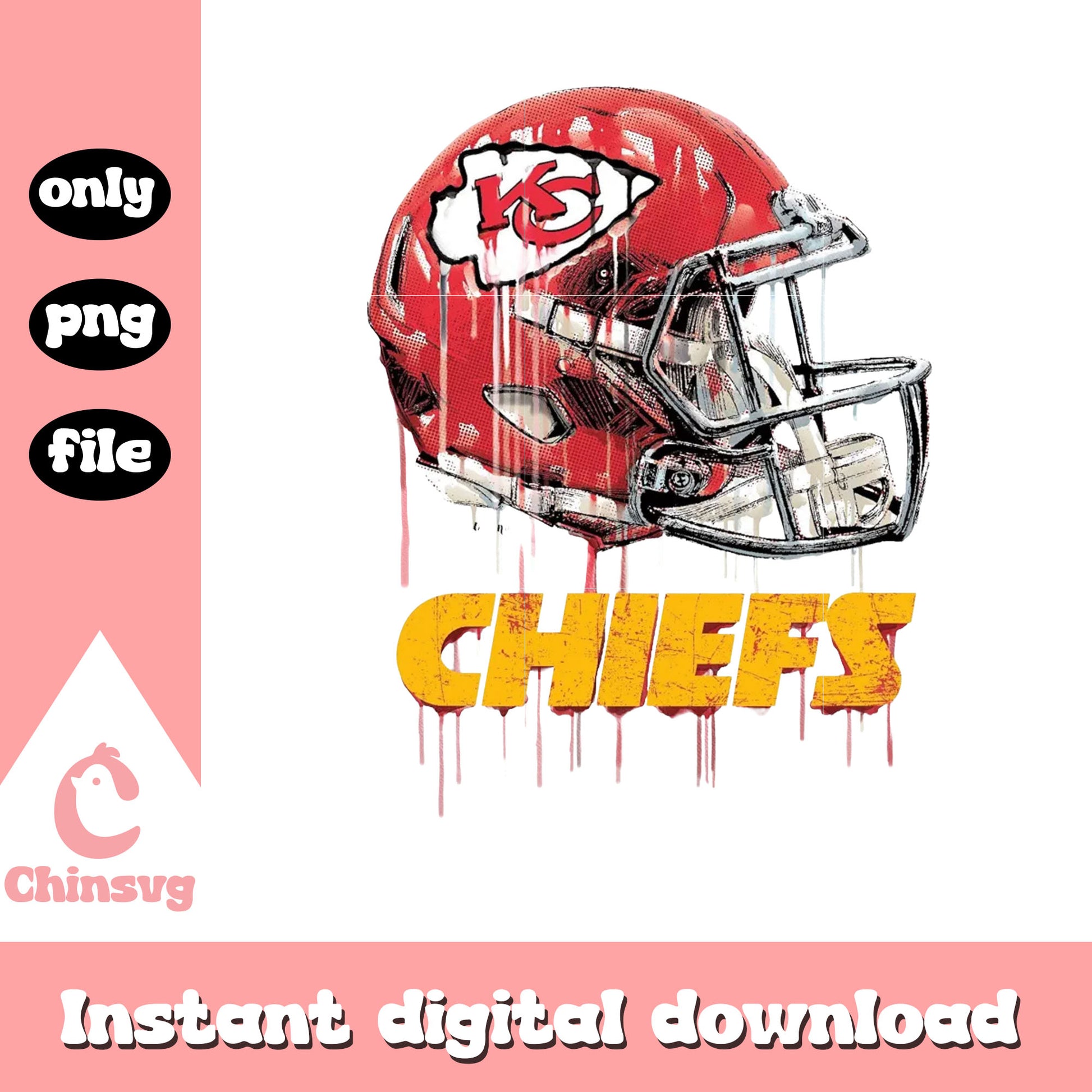 Helmet dripping Chiefs design png, Kansas City Chiefs png