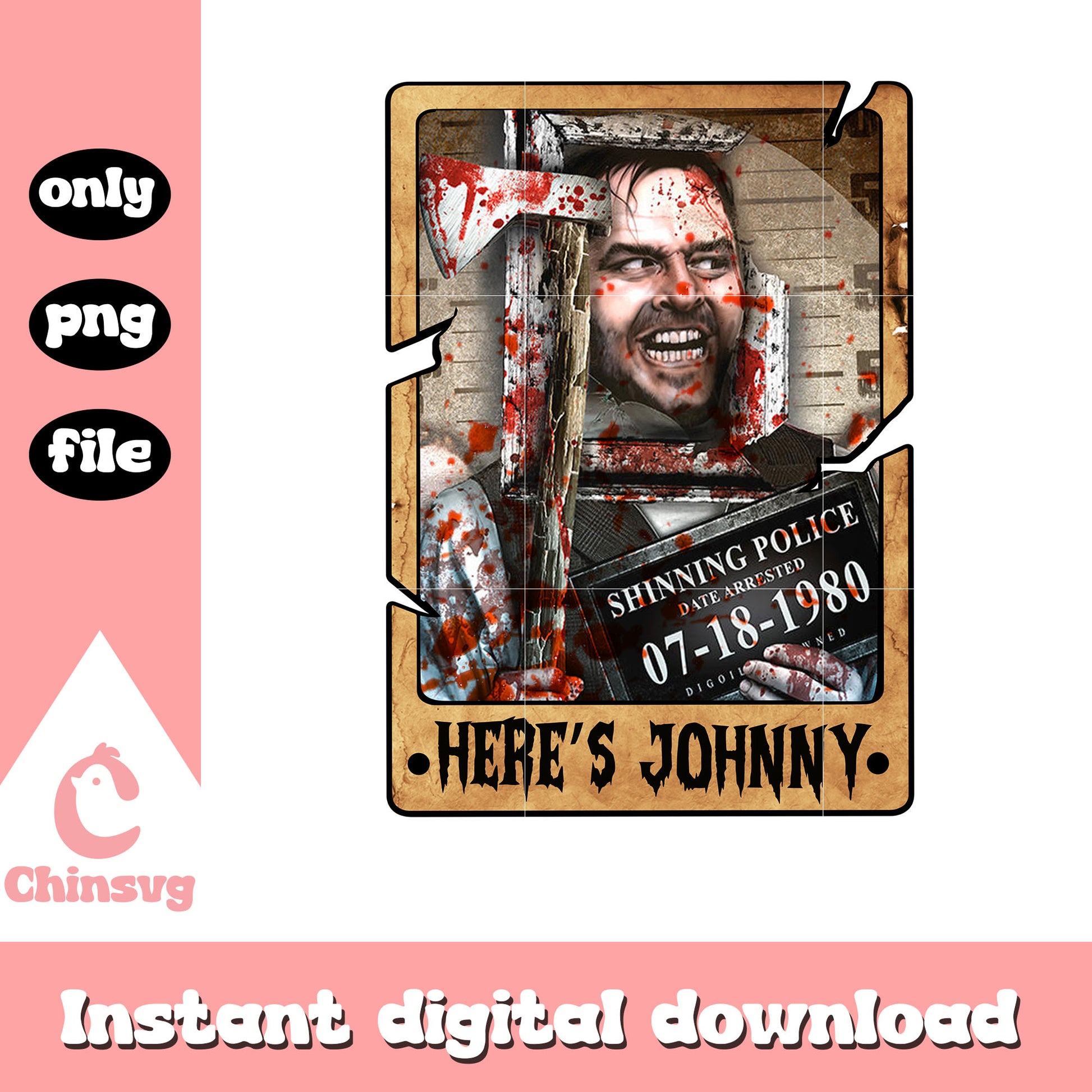 Here's johnny tarot card png, halloween tarot png