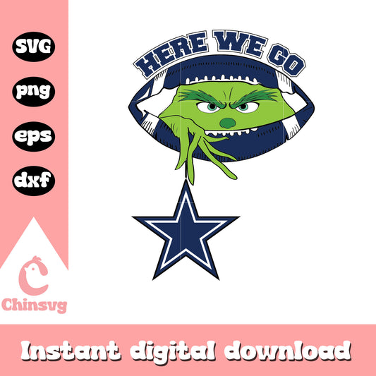 Here we go grinch dallas cowboys logo svg, dallas cowboys christmas​ svg