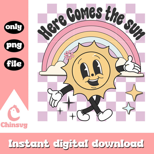 Here comes the sun logo png, funny sun​ png, summer holiday png
