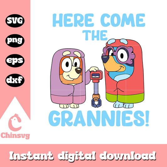 Here come the grannies svg, bluey character svg, bluey svg