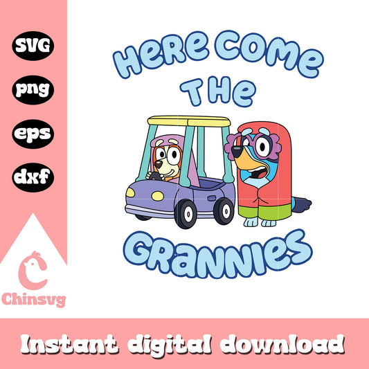 Here come the grannies svg, grannies character svg, cartoon svg