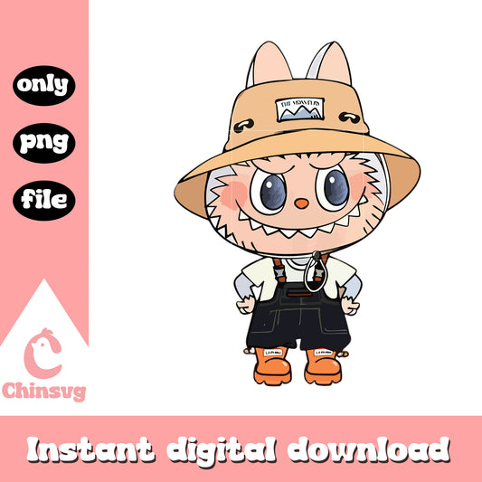 Hiker labubu cute doll design png, labubu character png