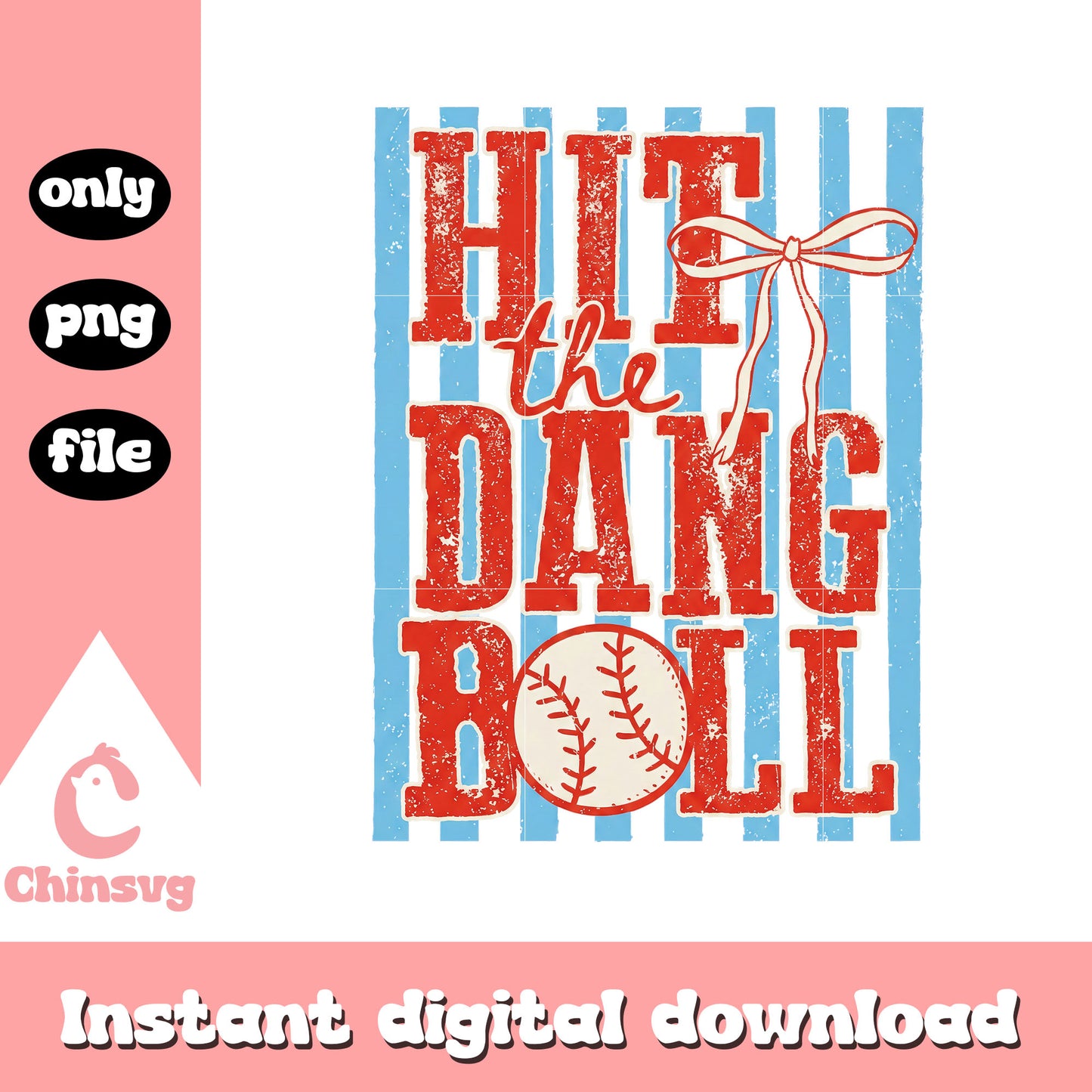 Hit the dang ball retro png, baseball quote png, game day png