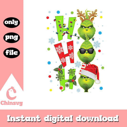 Ho ho ho grinch face christmas design png, grinch face png​