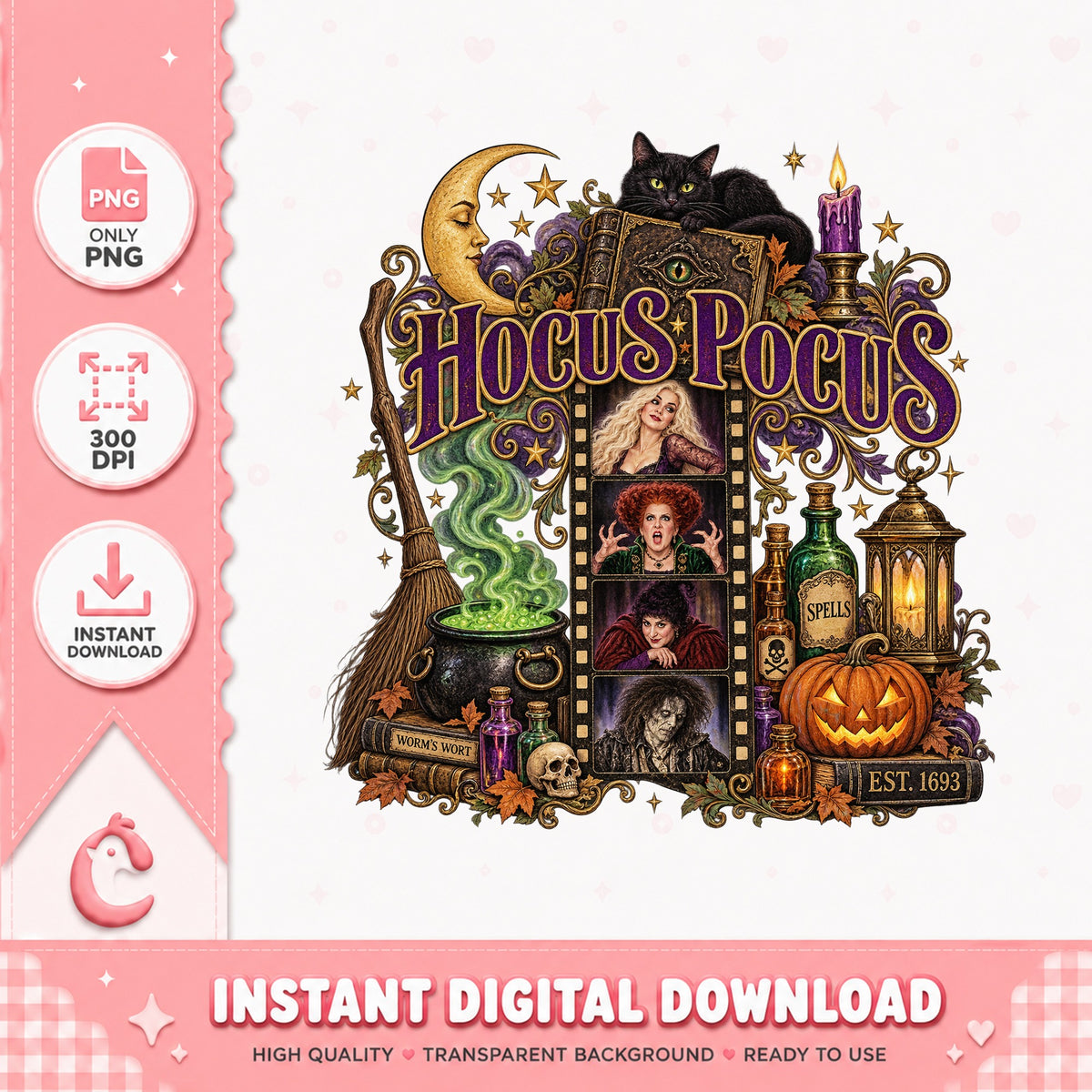Hocus Pocus PNG, Halloween Sanderson Sisters, Spooky Witch PNG