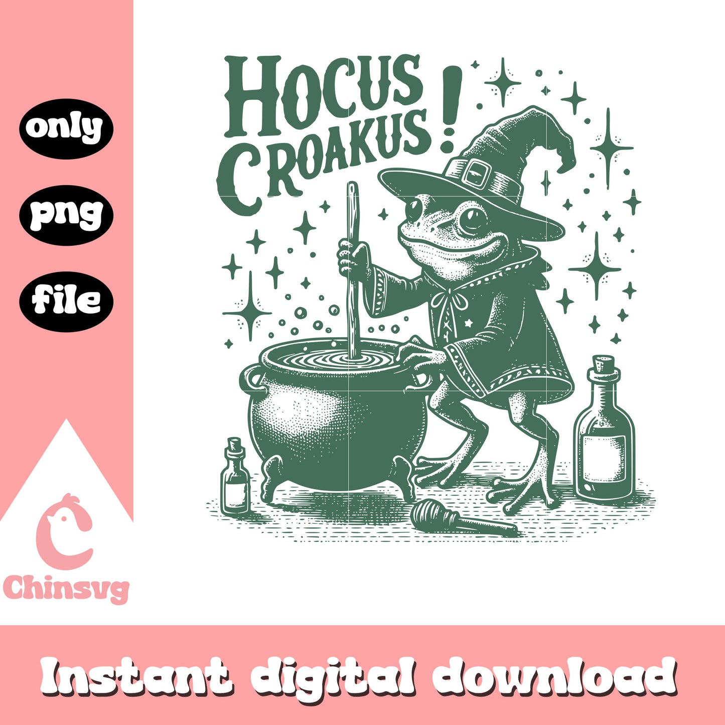 Hocus croaakus witch frog design png, hocus pocus png