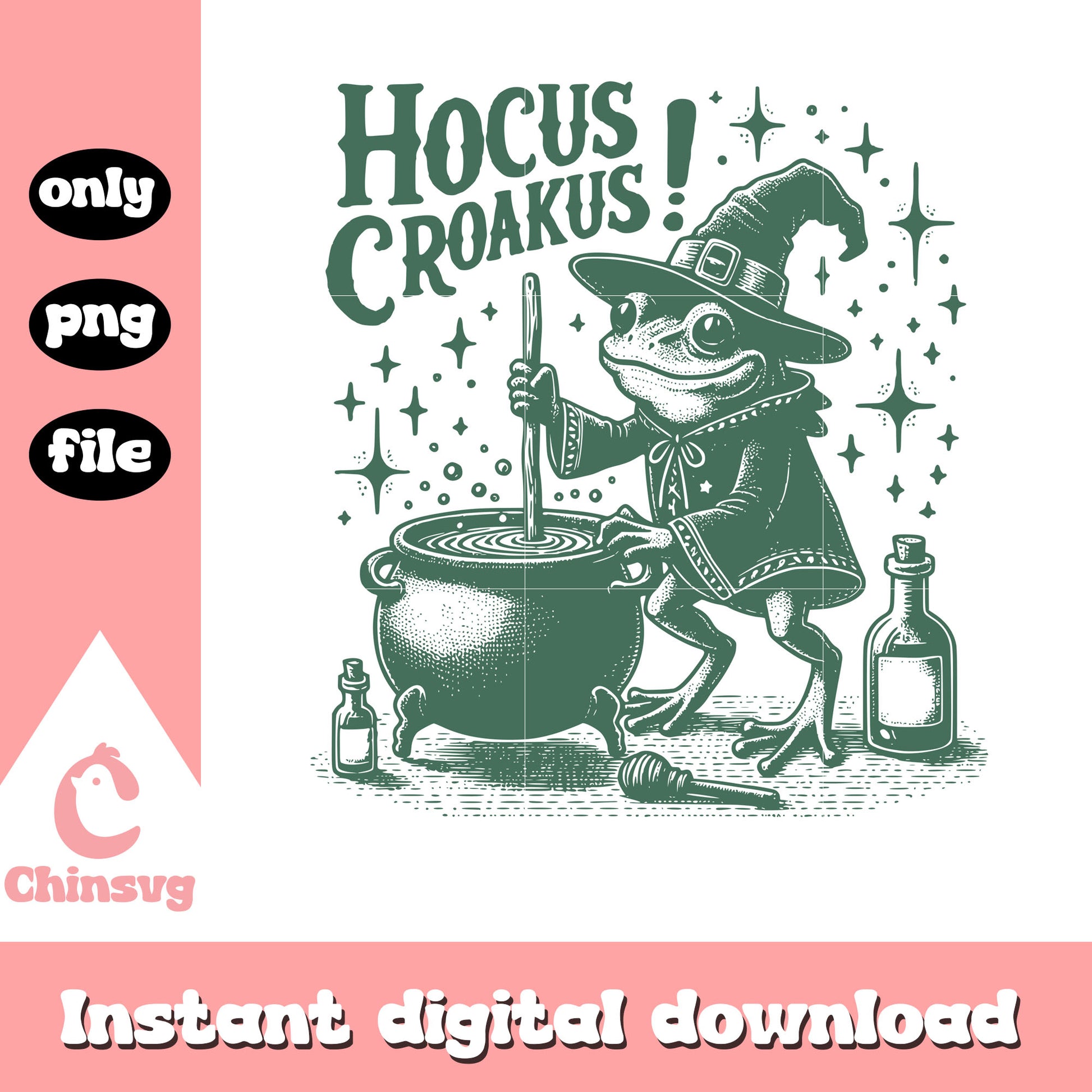 Hocus croaakus witch frog design png, hocus pocus png