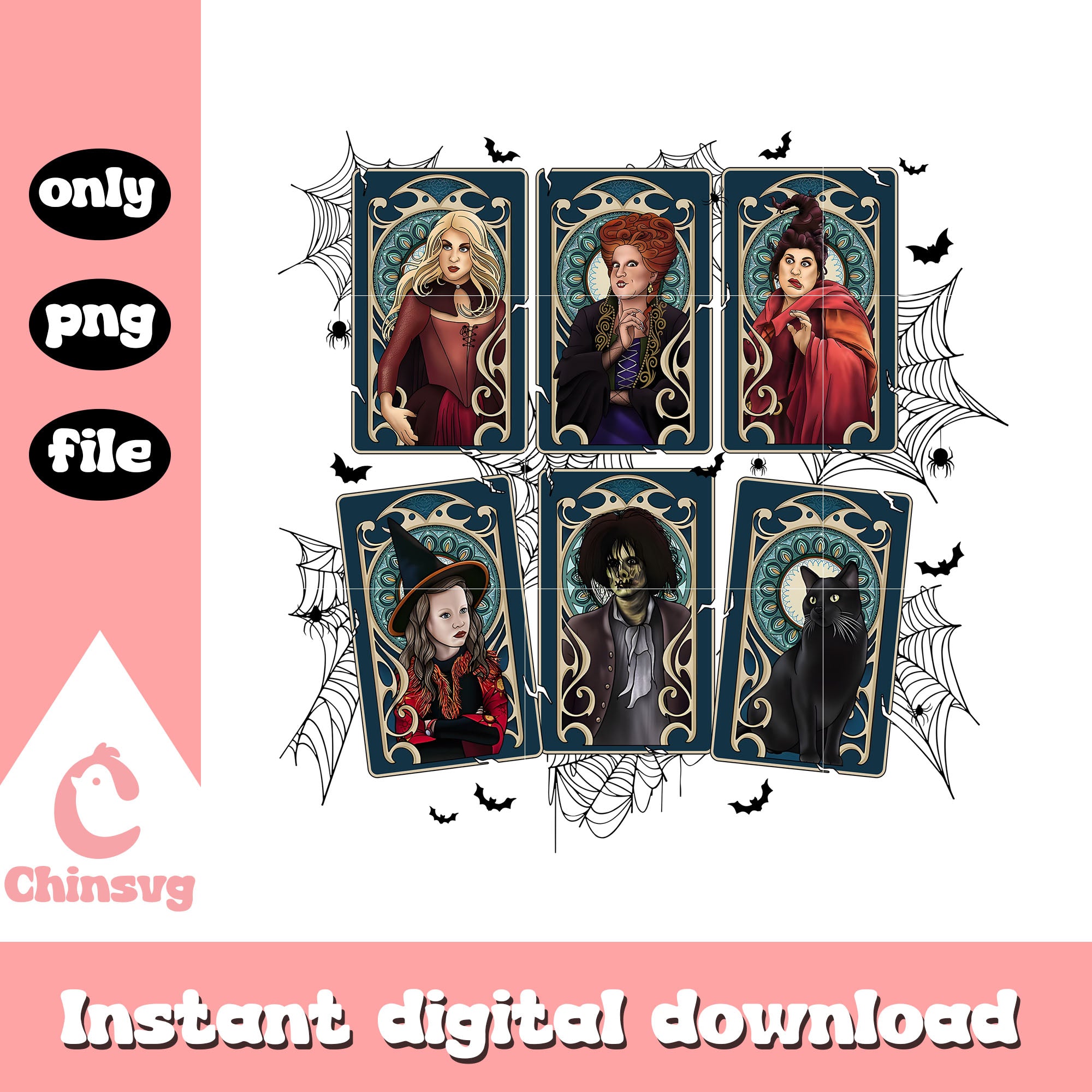 Hocus pocus characters cards design png, witches from hocus pocus png ...