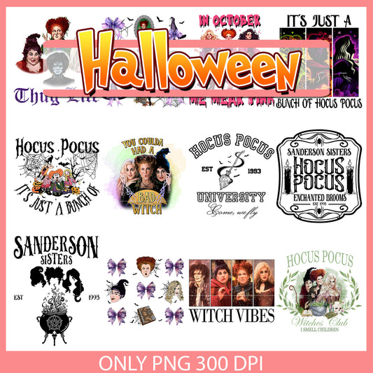 Hocus pocus characters halloween bundle png, hocus pocus​ png