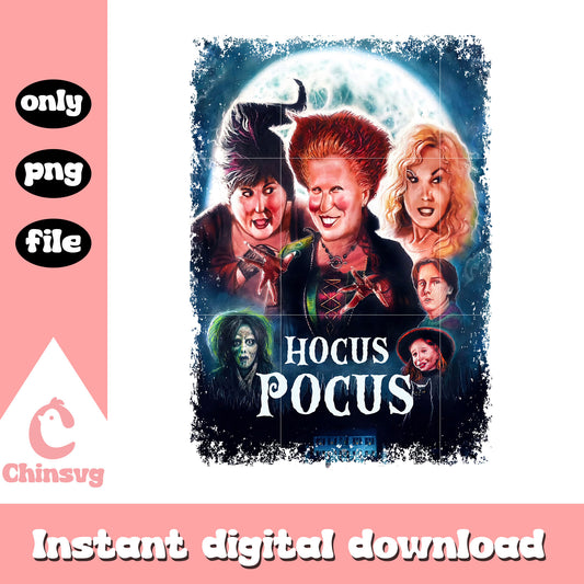 Hocus pocus characters halloween design png, halloween movie png