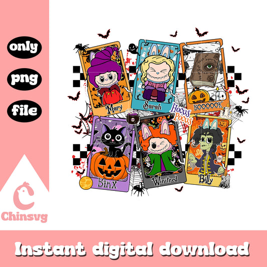 Hocus pocus halloween characters card png, sanderson sisters characters png