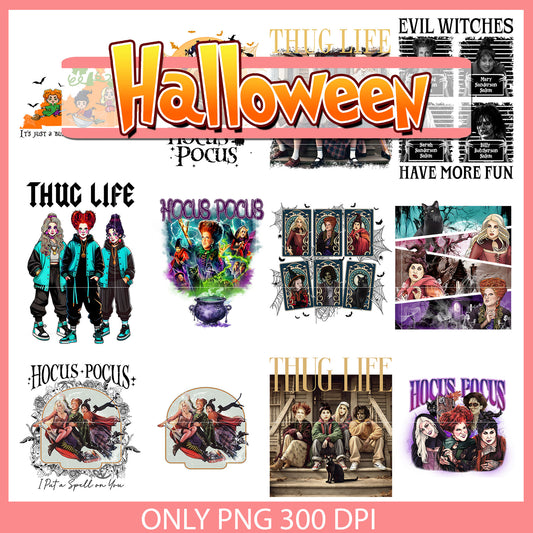Hocus pocus thug life halloween design bundle png, hocus pocus png