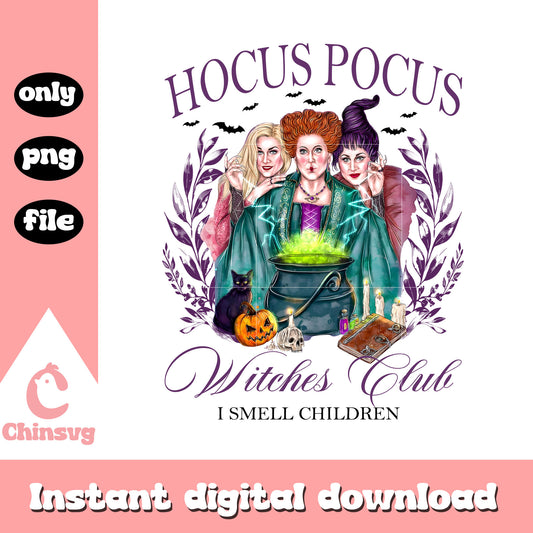 Hocus pocus witches club halloween png, sanderson sisters png