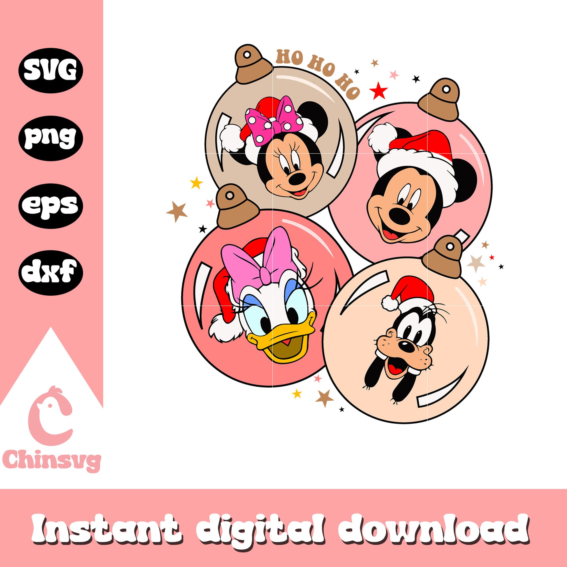 Hohoho christmas bauble design svg, disney friends svg