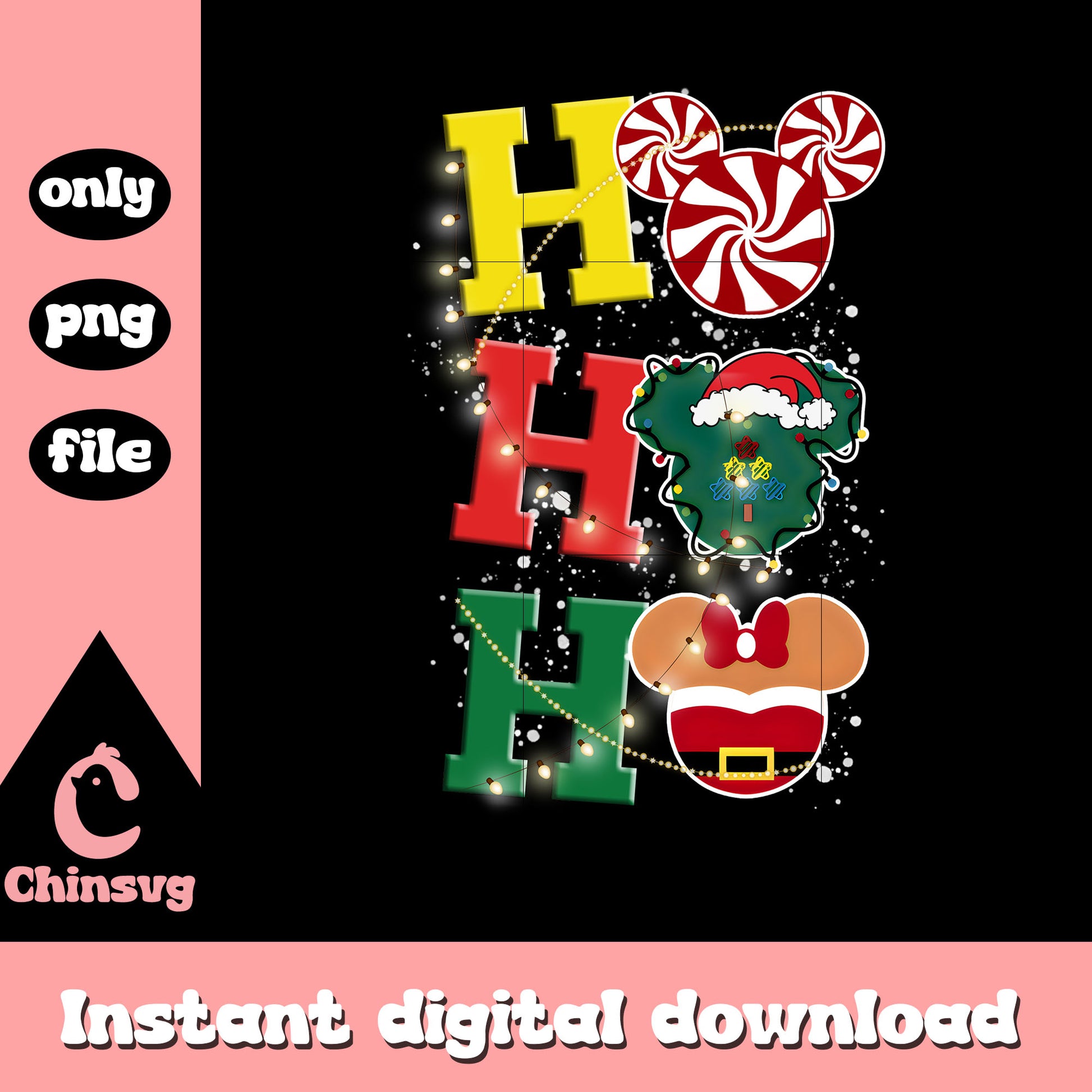 Hohoho christmas mickey candy png, christmas candy png