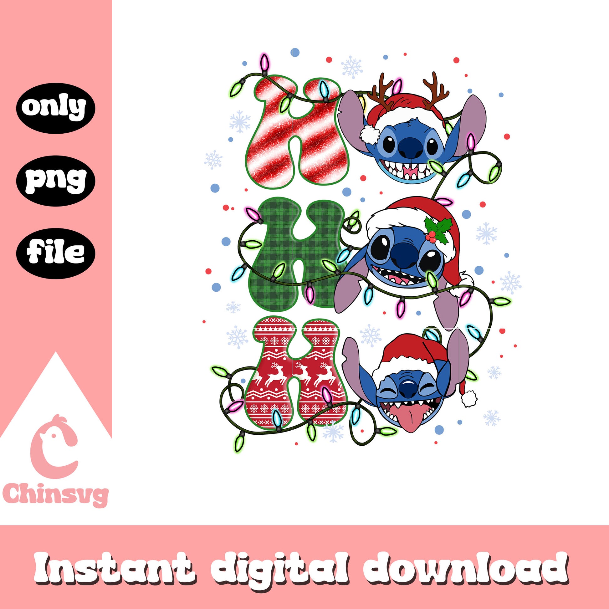 Ho ho ho christmas stitch santa hat png, stitch movie png
