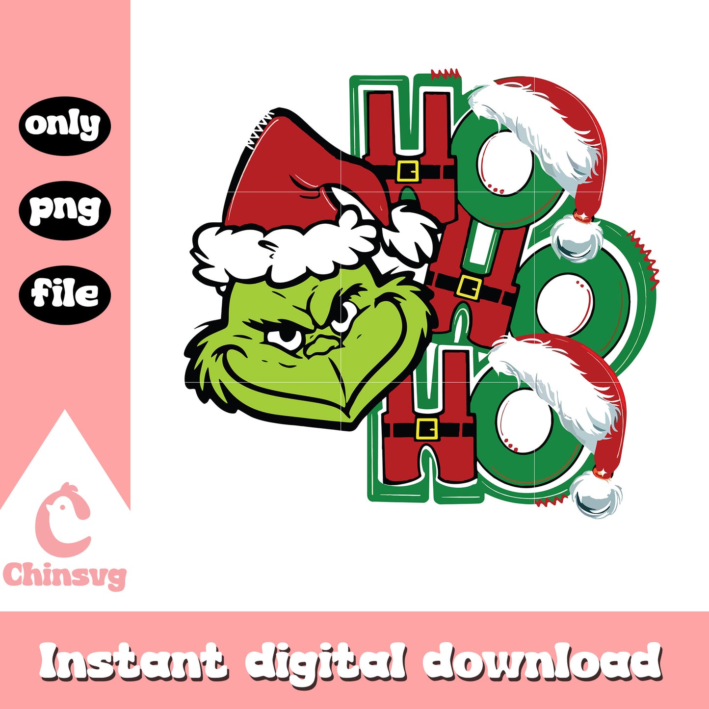 Hohoho grinch face christmas day png, grinch christmas png