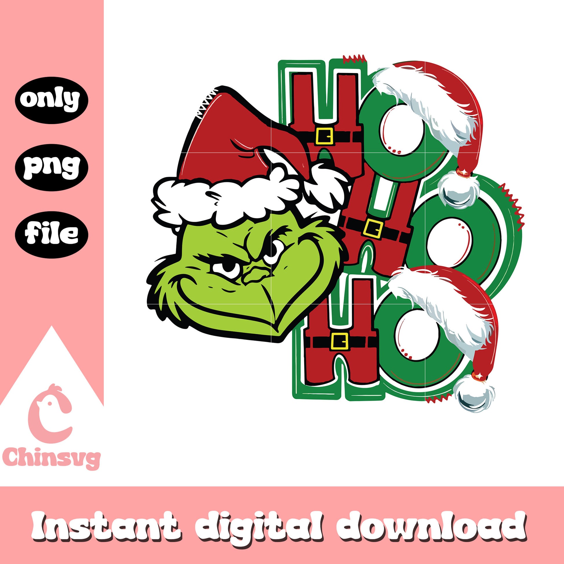 Hohoho grinch face christmas day png, grinch christmas png