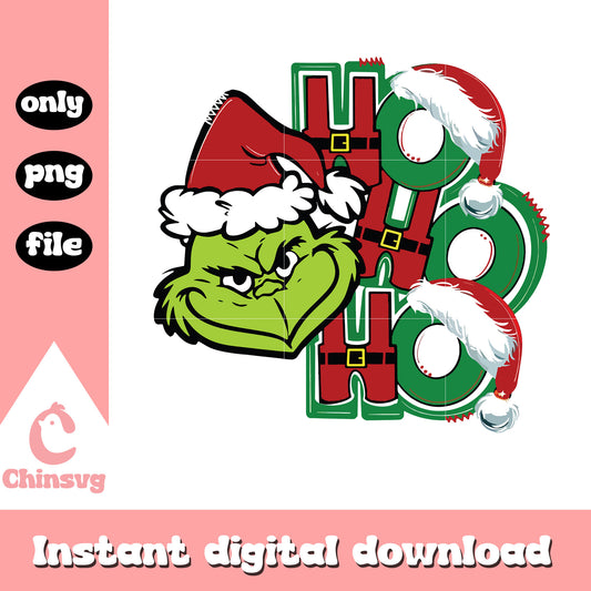 Hohoho grinch face christmas day png, grinch christmas png