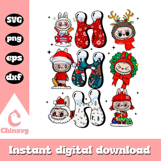 Ho ho ho labubu cute doll design svg, labubu christmas svg