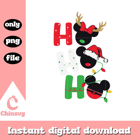 Ho ho ho mickey head christmas design png, mickey christmas head​ png
