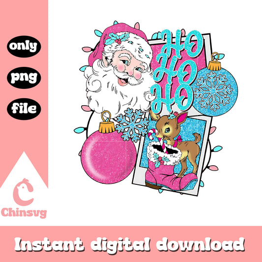 Ho ho ho pink santa claus design png, santa claus movie png