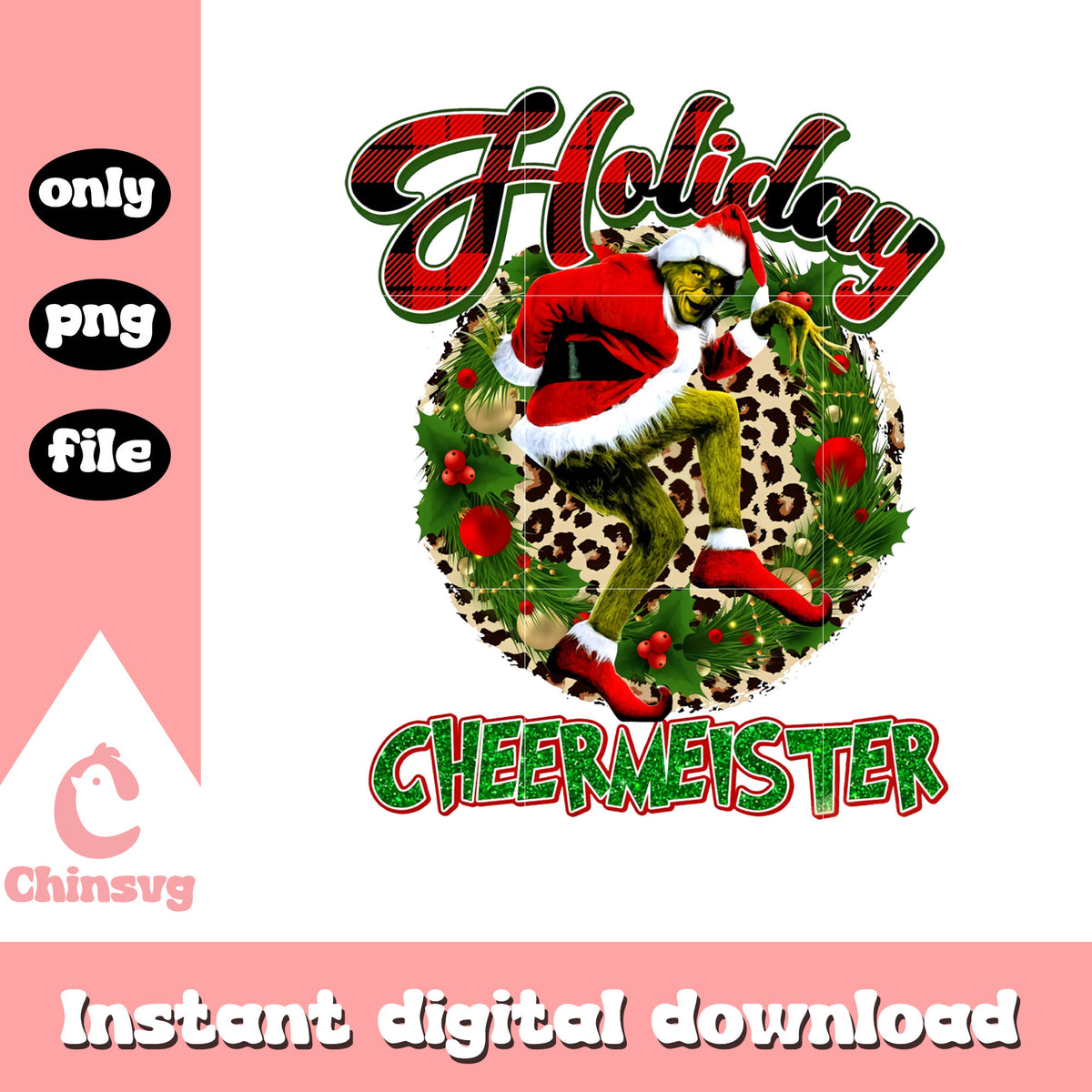 Holiday cheermeister christmas wreath png, xmas decorations png