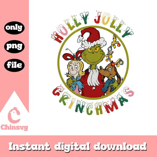 Holly jolly grinchmas snow christmas png, holly jolly​ png