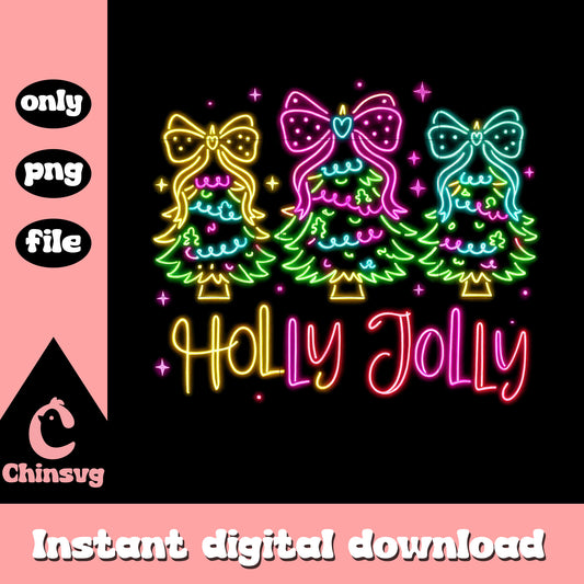 Holly jolly coquette christmas trees neon png, christmas pic png
