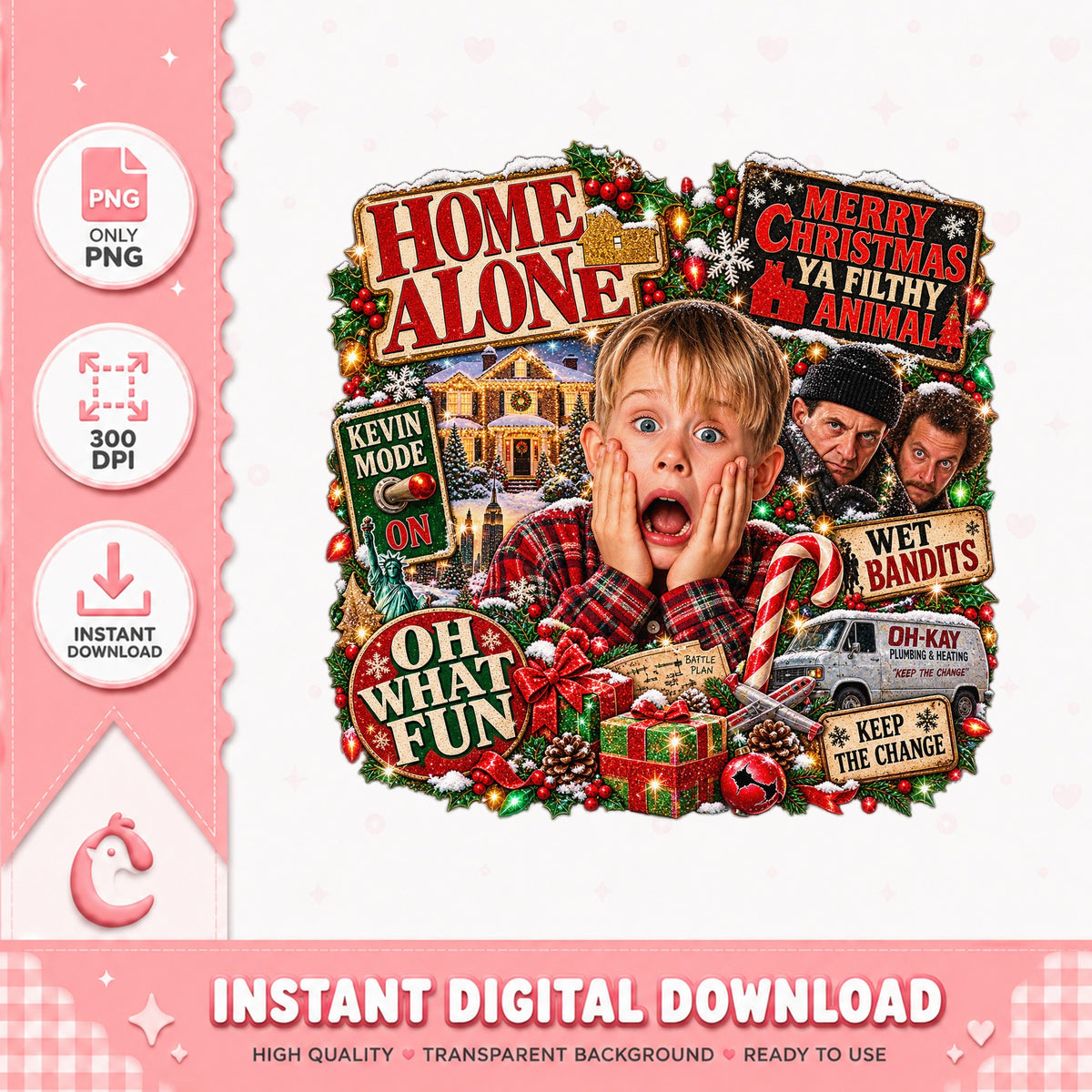 Home Alone Movie PNG Bundle, Merry Christmas Clipart, PNG