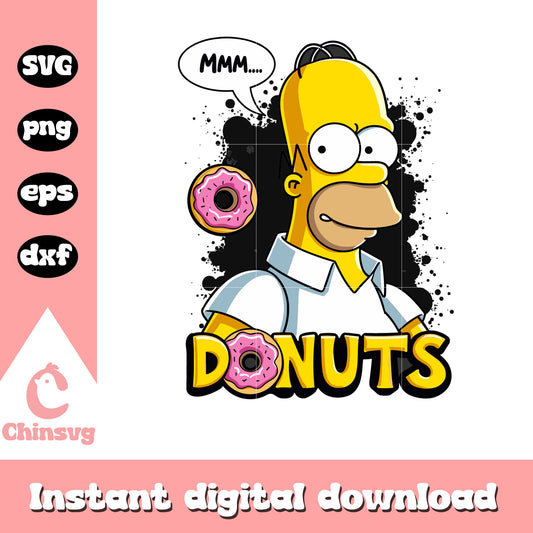 Homer Simpson character donuts svg, the simpsons svg, cartoon svg