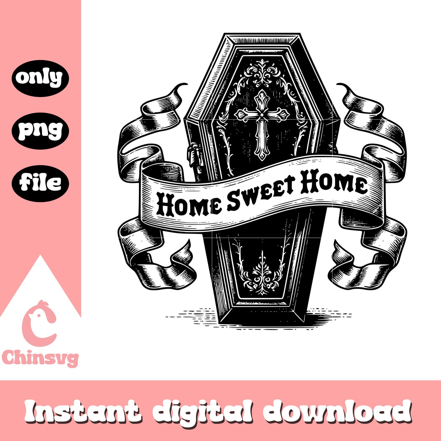 Home sweet home coffin halloween png, vampire png