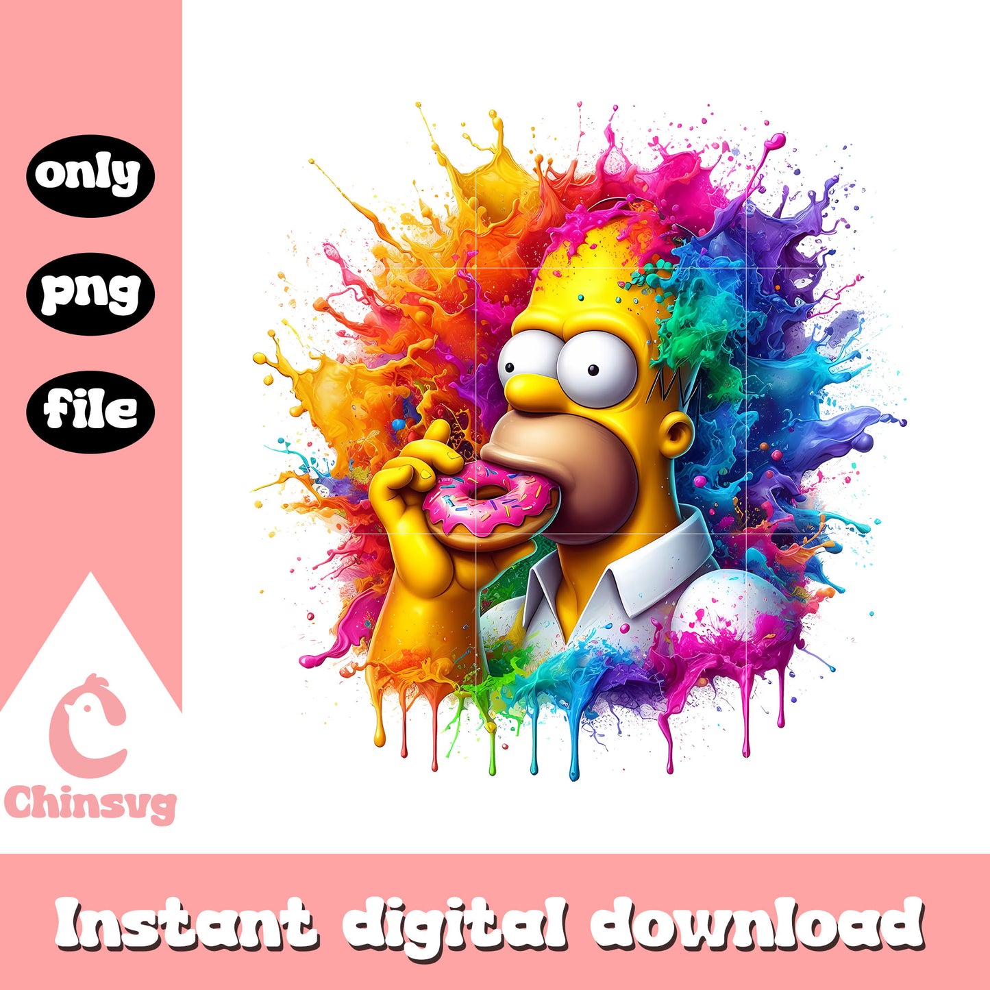 Homme character eating donut png, simpson homme png