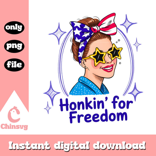 Honkin' for freedom girl america design png, happy the 4th july png