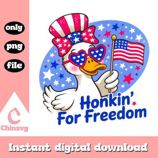 Honkin' for freedom goose america design png, happy 4th july usa png