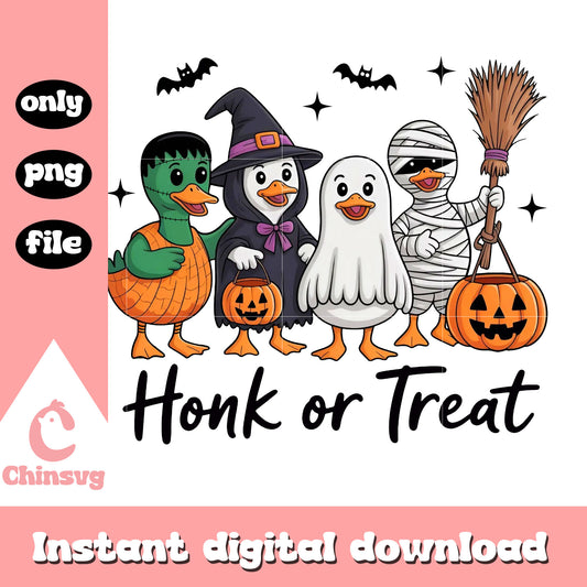 Honk or treat characters hallloween png, hocus pocus halloween png