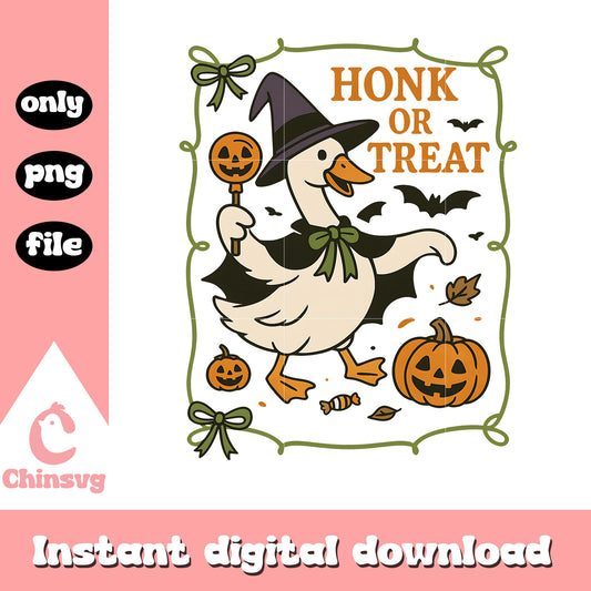 Honk or treat goose witch png, goose witch halloween png