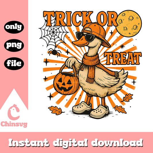 Honk or treat vintage goose halloween png, spooky goose png