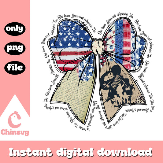 Honor the brave usa bow png, American Flag Bow Png