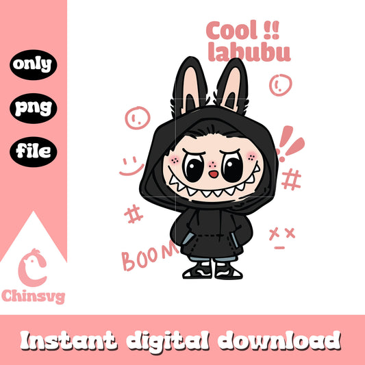 Hoodie stealth cool labubu clipart drawing png, labubu toy png