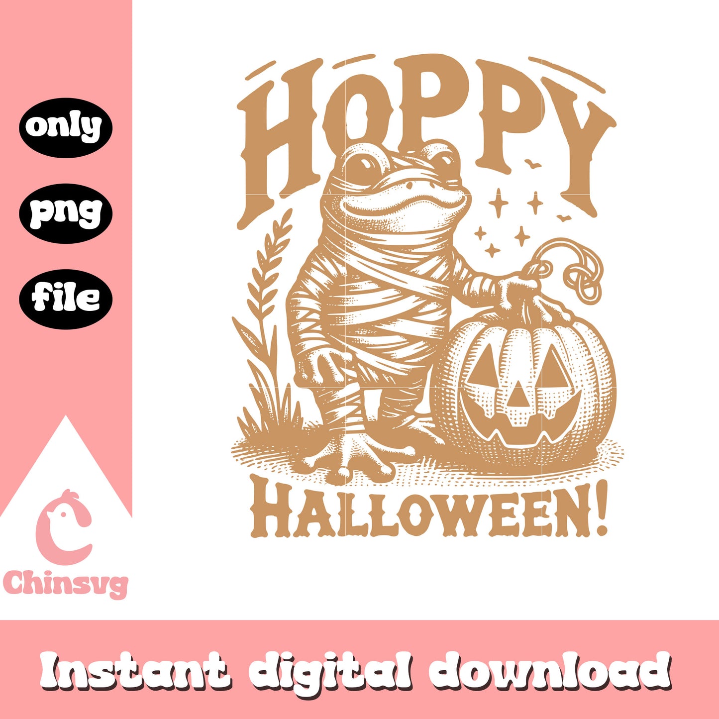 Hoppy halloween frog and pumpkin png, the mummy png
