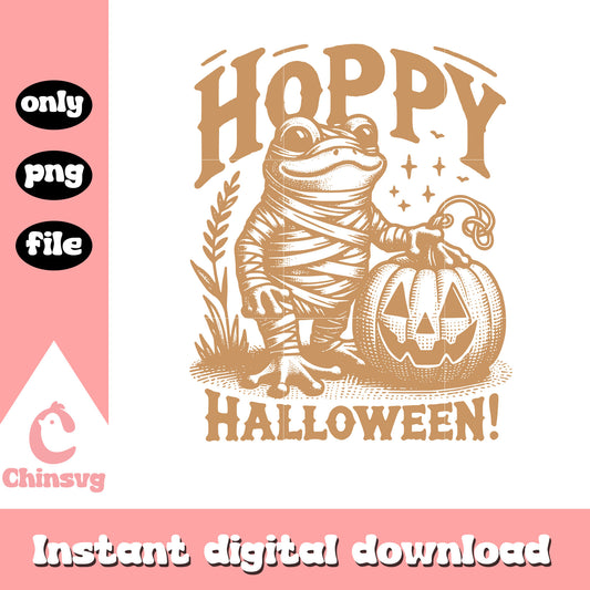 Hoppy halloween frog and pumpkin png, the mummy png