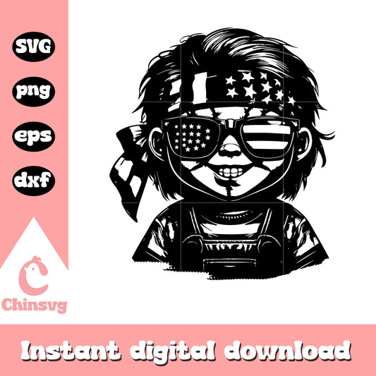 Horror Chucky US flag svg, america flag svg, chucky svg