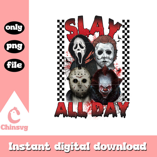 Horror Halloween Slay All Day png, Horror characters png