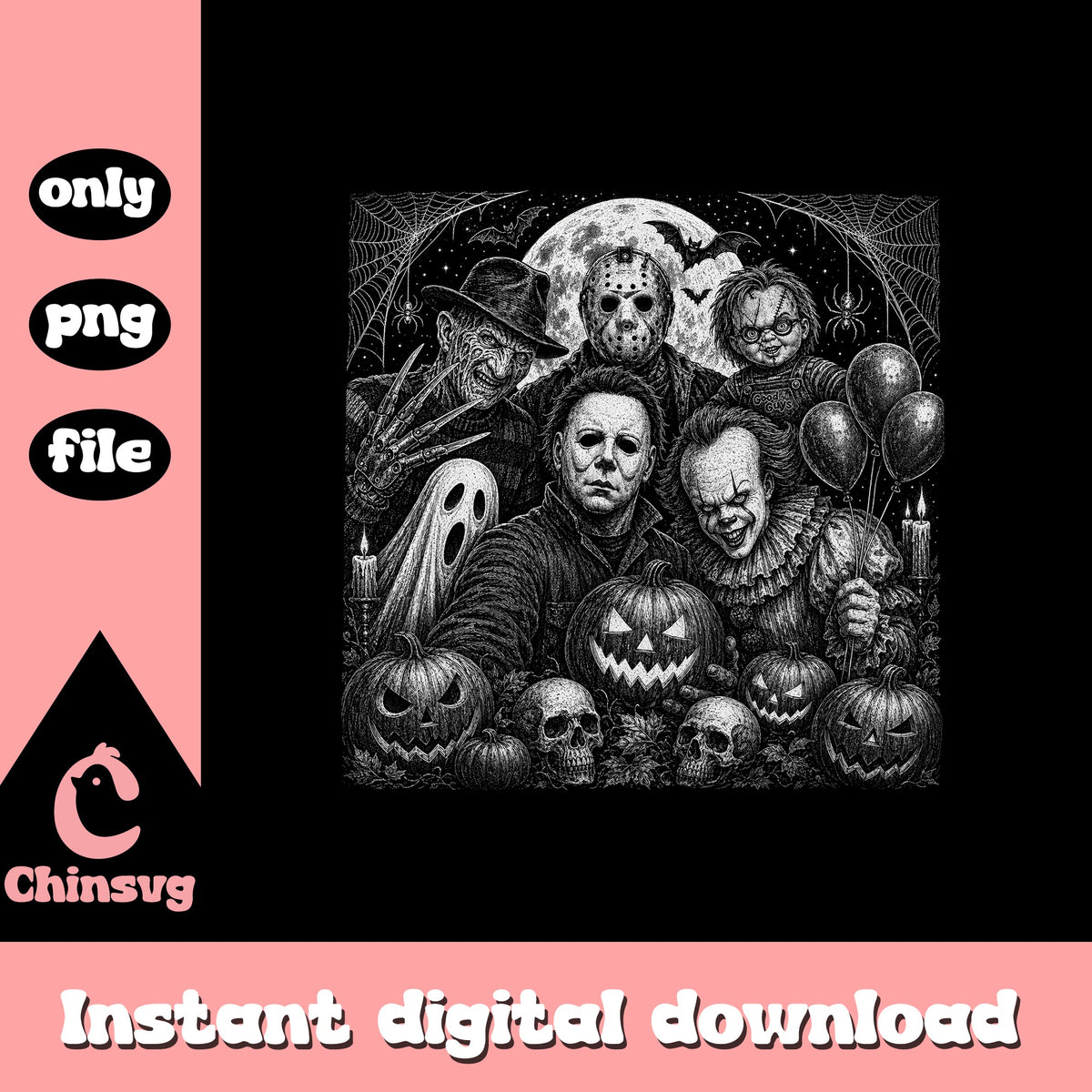 Horror Characters Halloween PNG, Serial Killers Shirt PNG, Halloween PNG